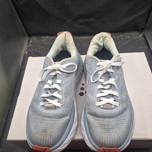 Hoka One One Gray and White Athletic Shoes